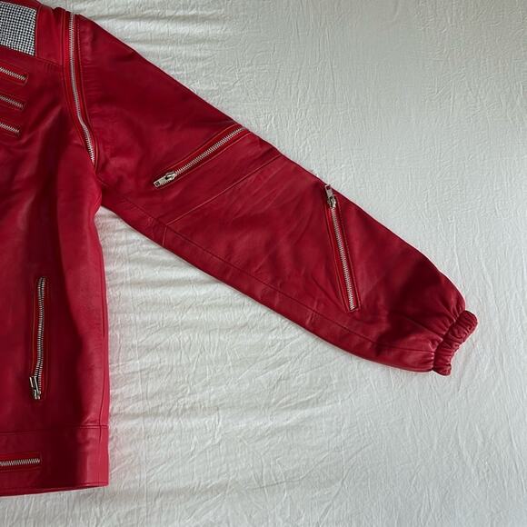 Unisex 2XL Red Leather Jacket with removable sleeves Michael Jackson Thriller - Picture 13 of 16